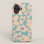 Retro Daisy - Turquoise, Very Peri, Pink, cream iPhone Case Gallery Image 1