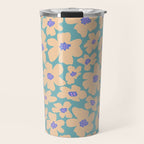 Retro Daisy - Turquoise, Very Peri, Pink, cream Travel Mug Gallery Image 1