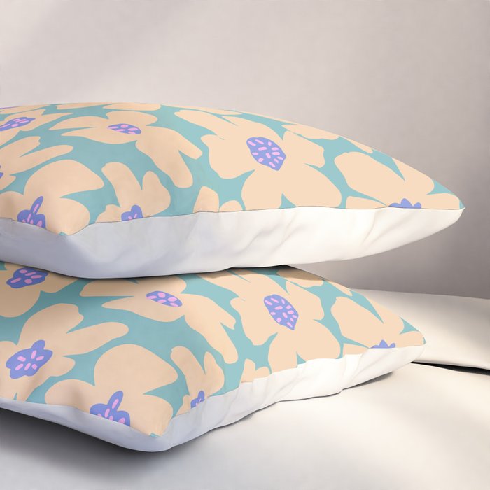 Retro Daisy - Turquoise, Very Peri, Pink, cream Pillow Sham Gallery Image 3