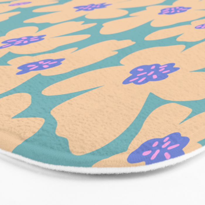Retro Daisy - Turquoise, Very Peri, Pink, cream Bath Mat Gallery Image 3