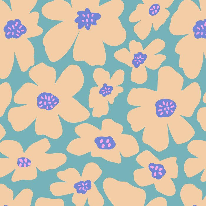 Retro Daisy - Turquoise, Very Peri, Pink, cream Coffee Mug Gallery Image 2