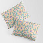 Retro Daisy - Turquoise, Very Peri, Pink, cream Pillow Sham Gallery Image 3
