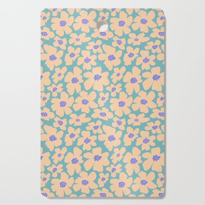 Retro Daisy - Turquoise, Very Peri, Pink, cream Cutting Board Gallery Image 1