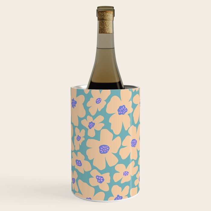 Retro Daisy - Turquoise, Very Peri, Pink, cream Wine Chiller Gallery Image 2