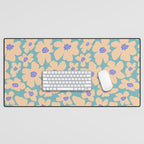 Retro Daisy - Turquoise, Very Peri, Pink, cream Desk Mat Gallery Image 1