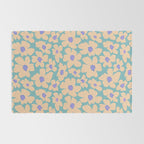 Retro Daisy - Turquoise, Very Peri, Pink, cream Rug Gallery Image 2