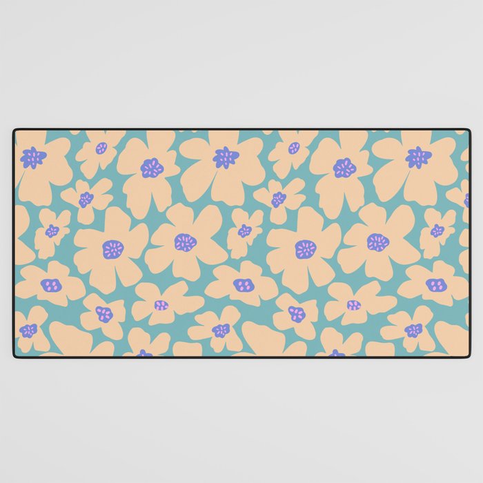 Retro Daisy - Turquoise, Very Peri, Pink, cream Desk Mat Gallery Image 3