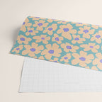 Retro Daisy - Turquoise, Very Peri, Pink, cream Wrapping Paper Gallery Image 2