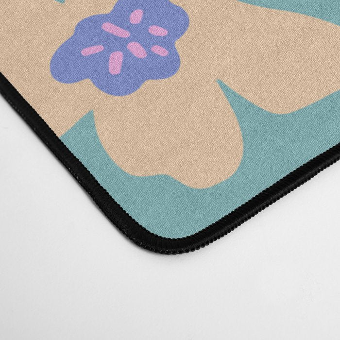 Retro Daisy - Turquoise, Very Peri, Pink, cream Desk Mat Gallery Image 4