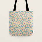 Retro Daisy - Turquoise, Very Peri, Pink, cream Tote Bag Gallery Image 1