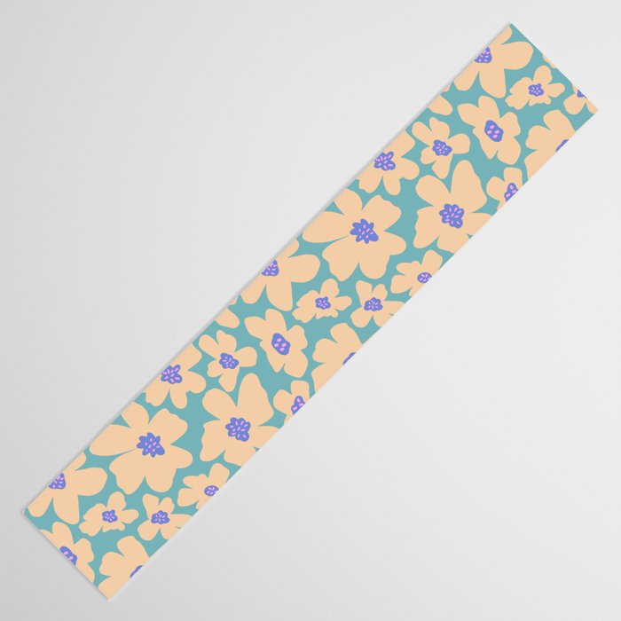 Retro Daisy - Turquoise, Very Peri, Pink, cream Table Runner Gallery Image 3
