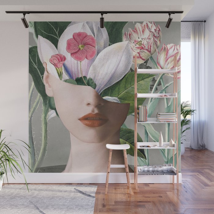 Floral Portrait /collage 2 Wall Mural Gallery Image 1
