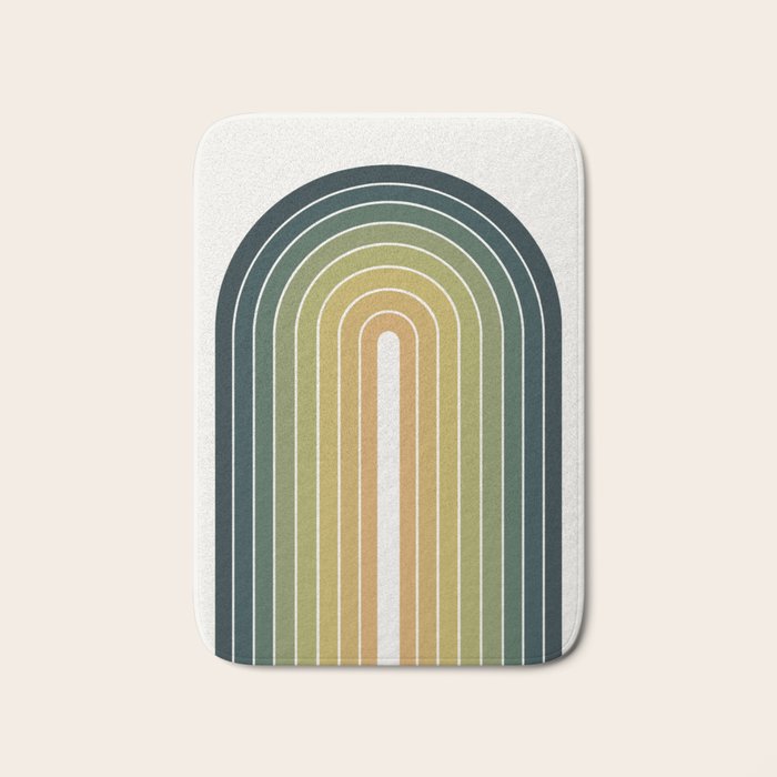 Gradient Arch XXVI Green Tones Mid Century Modern Rainbow Bath Mat Gallery Image 1