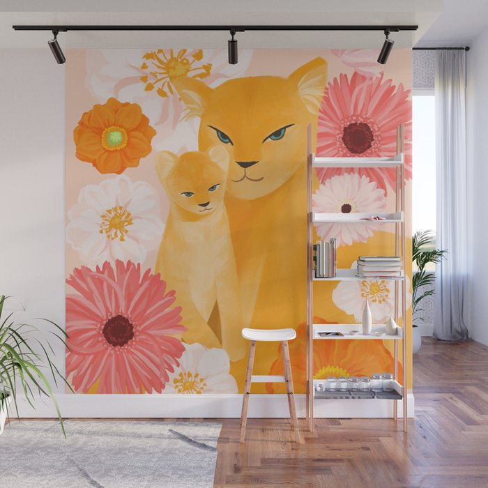Mother Lion and cub II Wall Mural Gallery Image 1