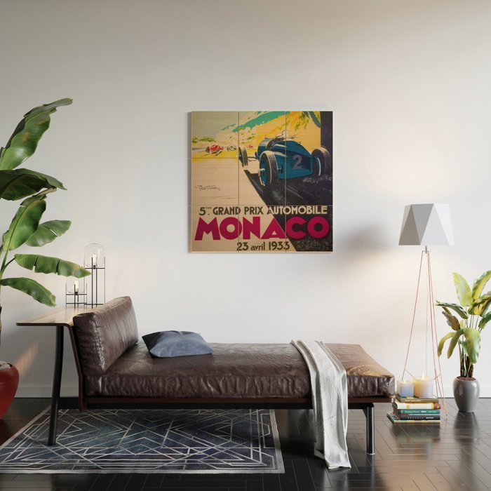 Vintage 1933 Monaco Grand Prix Car Advertisement Poster by Geo Ham Wood Wall Art Gallery Image 2