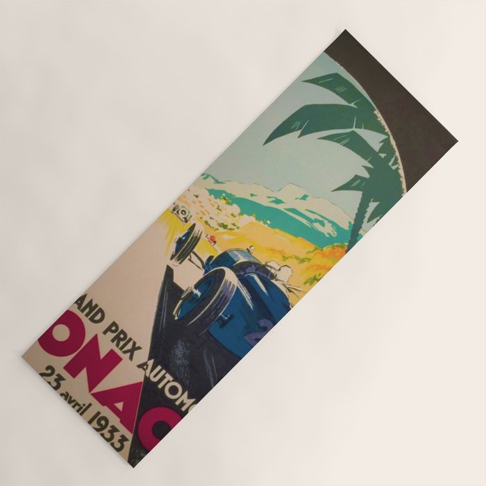 Vintage 1933 Monaco Grand Prix Car Advertisement Poster by Geo Ham Yoga Mat Gallery Image 1
