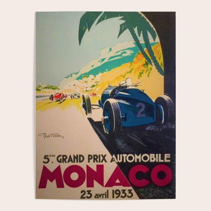 Vintage 1933 Monaco Grand Prix Car Advertisement Poster by Geo Ham Poster Gallery Image 4