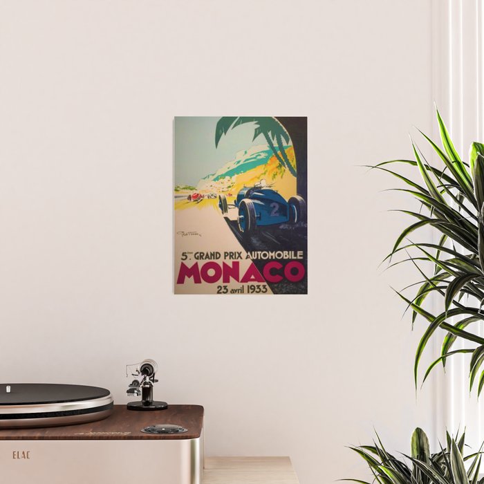 Vintage 1933 Monaco Grand Prix Car Advertisement Poster by Geo Ham Poster Gallery Image 2