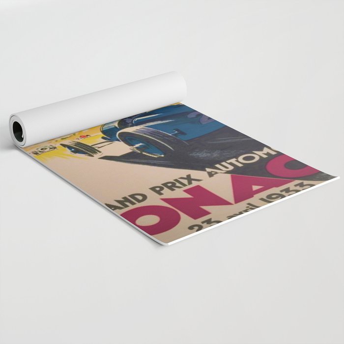 Vintage 1933 Monaco Grand Prix Car Advertisement Poster by Geo Ham Yoga Mat Gallery Image 2