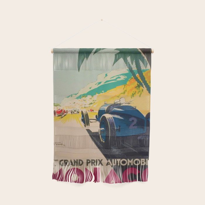 Vintage 1933 Monaco Grand Prix Car Advertisement Poster by Geo Ham Wall Hanging Gallery Image 1