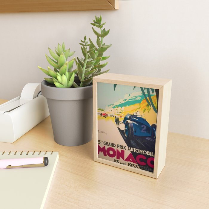 Vintage 1933 Monaco Grand Prix Car Advertisement Poster by Geo Ham Mini Art Print Gallery Image 2