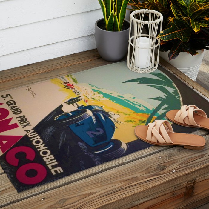 Vintage 1933 Monaco Grand Prix Car Advertisement Poster by Geo Ham Outdoor Rug Gallery Image 2