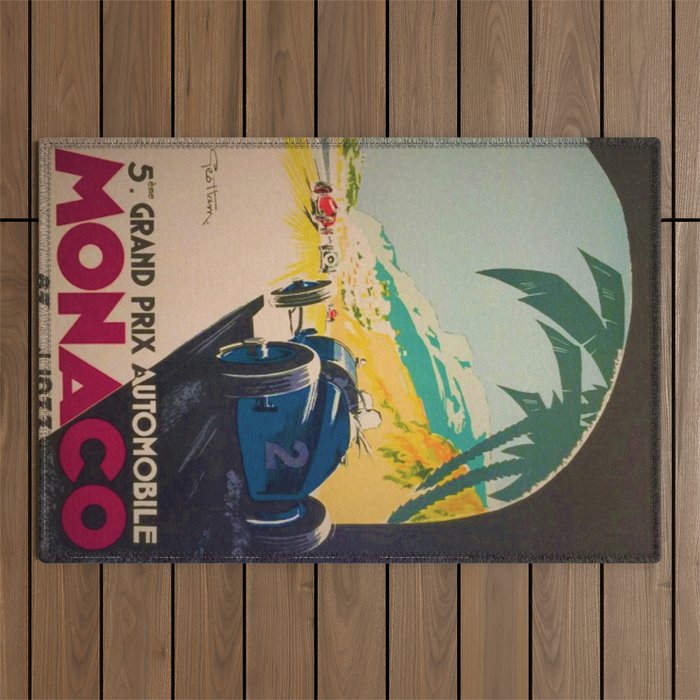 Vintage 1933 Monaco Grand Prix Car Advertisement Poster by Geo Ham Outdoor Rug Gallery Image 1