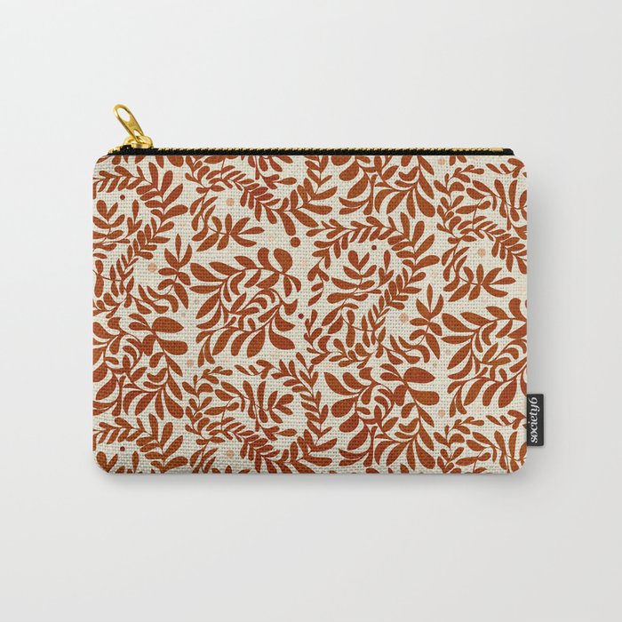 abstract retro shapes earthy leaves red Carry All Pouch Gallery Image 1
