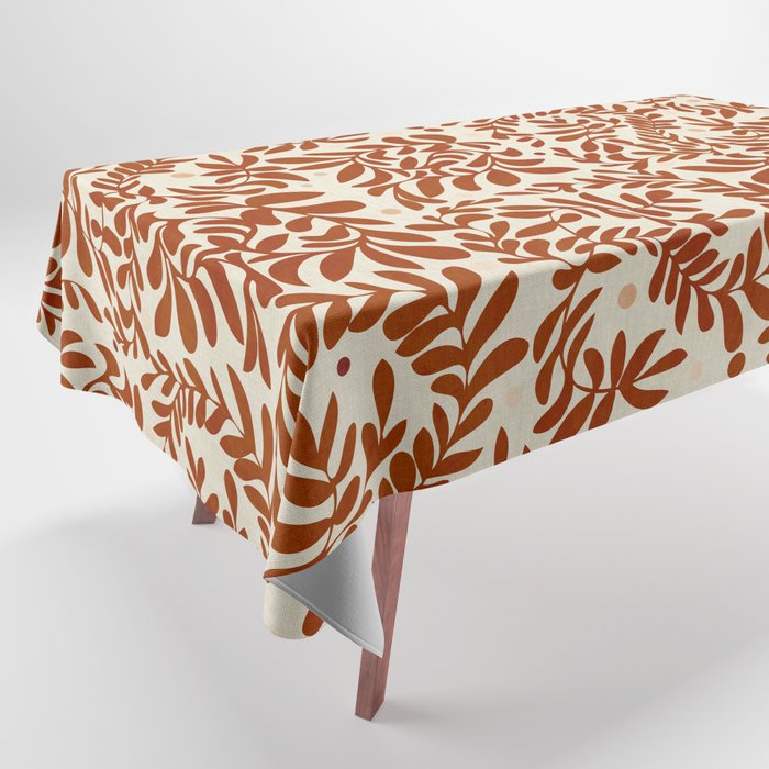 abstract retro shapes earthy leaves red Tablecloth Gallery Image 1