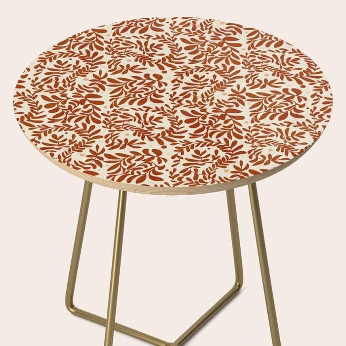 abstract retro shapes earthy leaves red Side Table Gallery Image 2