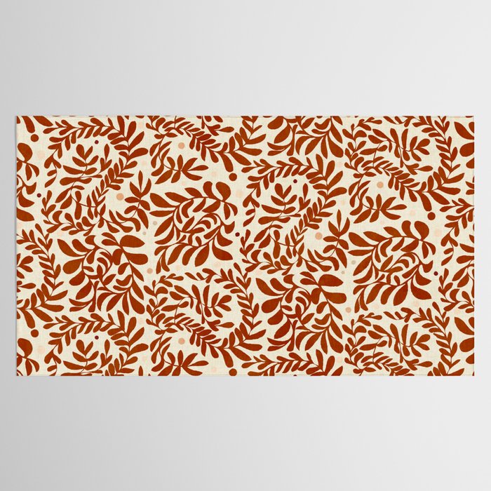 abstract retro shapes earthy leaves red Tablecloth Gallery Image 2