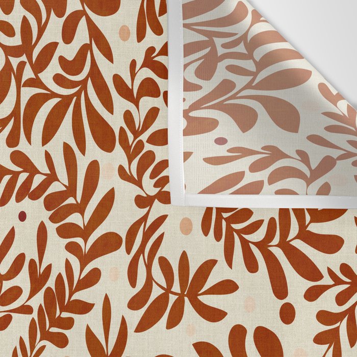 abstract retro shapes earthy leaves red Wall Tapestry Gallery Image 3