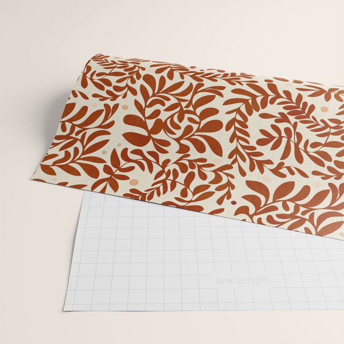 abstract retro shapes earthy leaves red Wrapping Paper Gallery Image 2