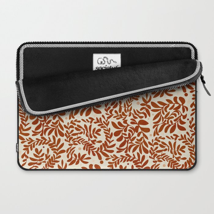 abstract retro shapes earthy leaves red Laptop Sleeve Gallery Image 2