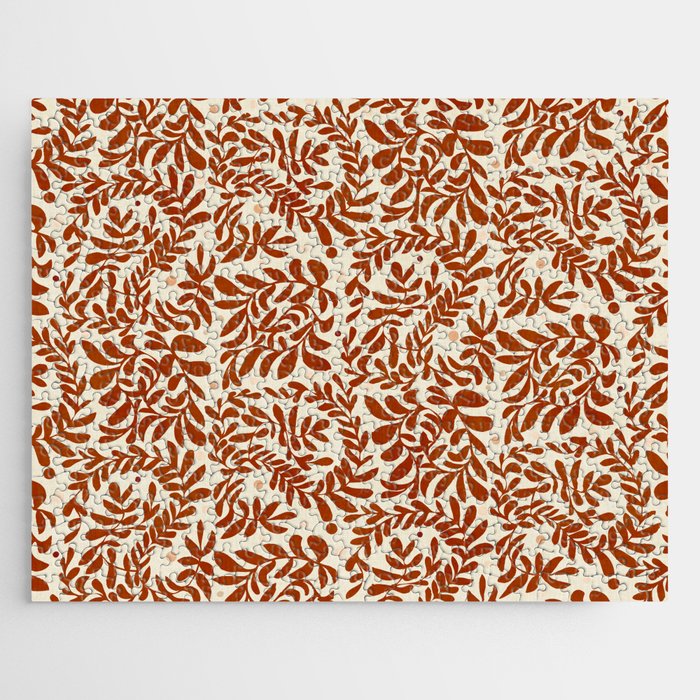abstract retro shapes earthy leaves red Jigsaw Puzzle Gallery Image 1