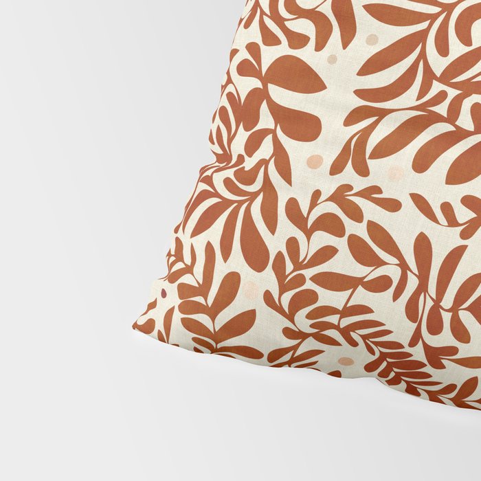 abstract retro shapes earthy leaves red Pillow Sham Gallery Image 4
