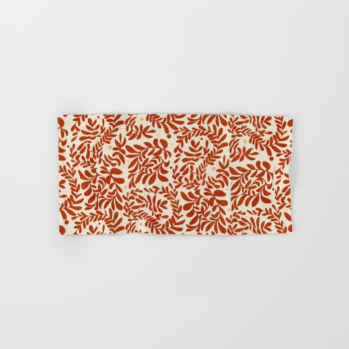 abstract retro shapes earthy leaves red Bath Towel Gallery Image 1