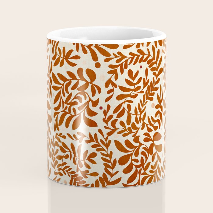 abstract retro shapes earthy leaves red Coffee Mug Gallery Image 4