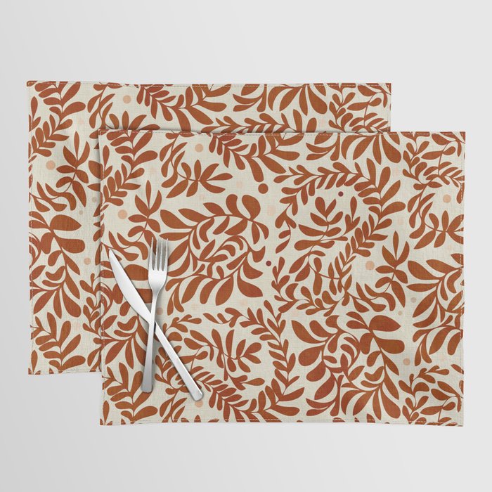abstract retro shapes earthy leaves red Placemat Gallery Image 1