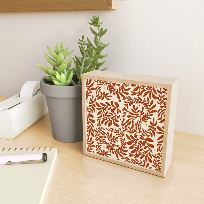 abstract retro shapes earthy leaves red Mini Art Print Gallery Image 2