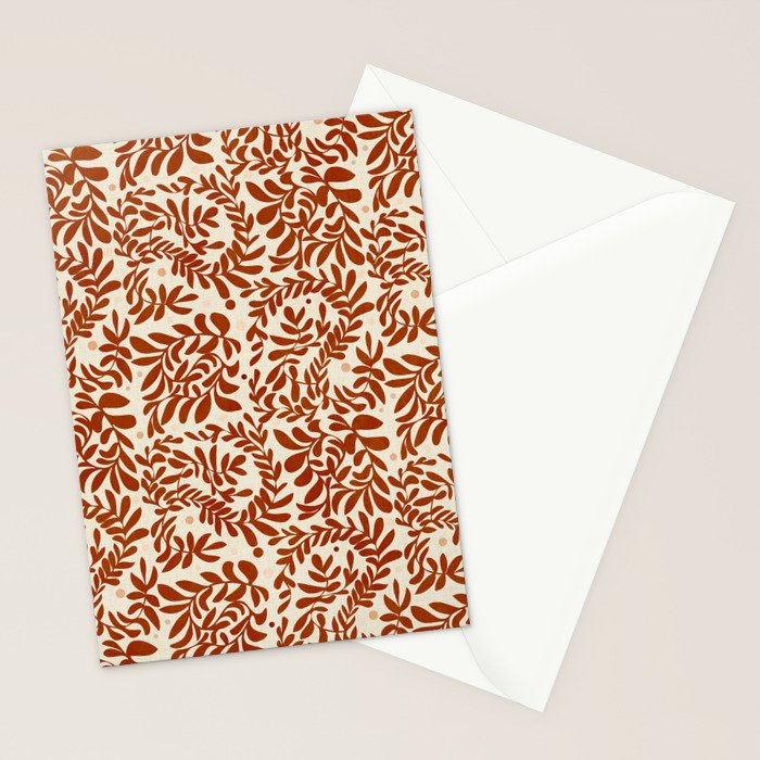abstract retro shapes earthy leaves red Stationery Card Gallery Image 2
