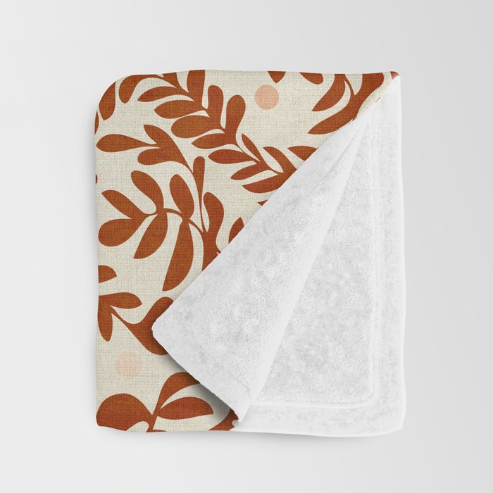 abstract retro shapes earthy leaves red Throw Blanket Gallery Image 3
