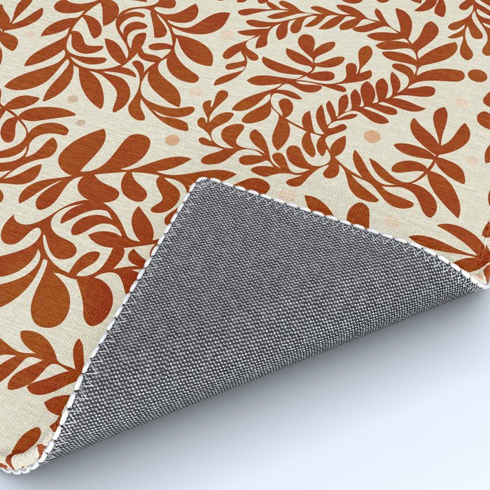 abstract retro shapes earthy leaves red Rug Gallery Image 4