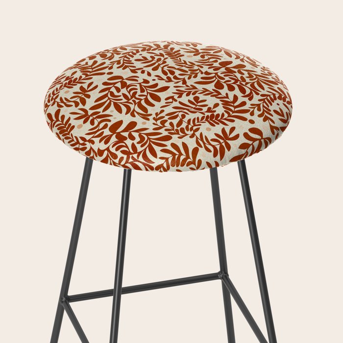 abstract retro shapes earthy leaves red Stool Gallery Image 2