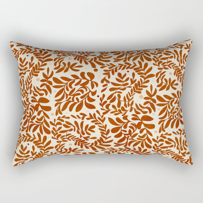 abstract retro shapes earthy leaves red Rectangular Pillow Gallery Image 2