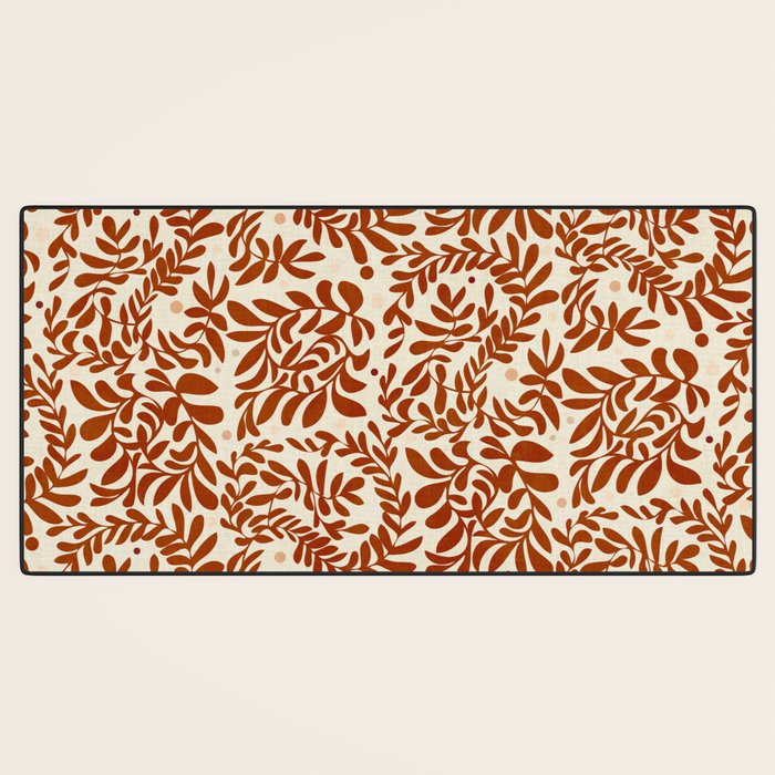 abstract retro shapes earthy leaves red Desk Mat Gallery Image 3