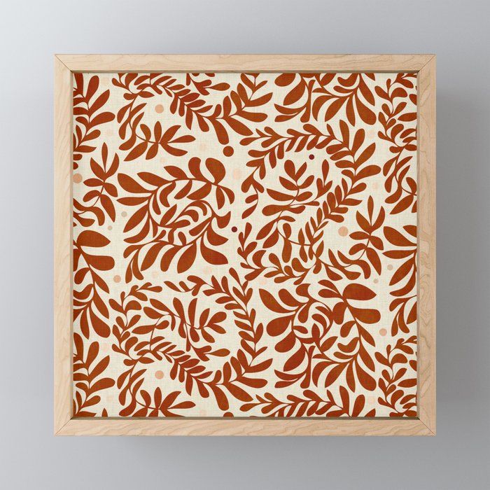abstract retro shapes earthy leaves red Mini Art Print Gallery Image 1