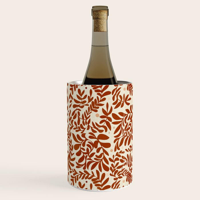abstract retro shapes earthy leaves red Wine Chiller Gallery Image 2