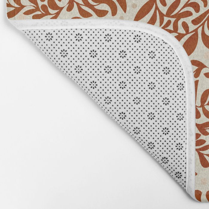 abstract retro shapes earthy leaves red Bath Mat Gallery Image 2