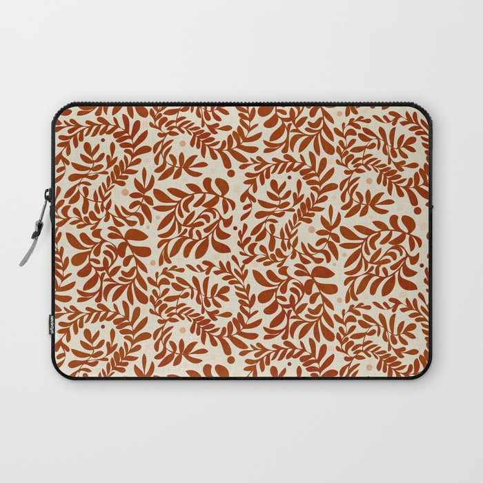 abstract retro shapes earthy leaves red Laptop Sleeve Gallery Image 1